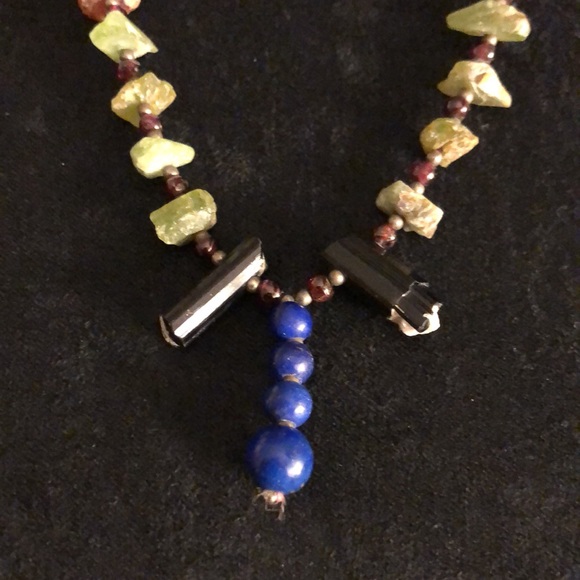 VTG 24”Green Garnet/Garnet/Tourmaline/Lapis lazuli/Etc -Natural Stone Necklace - Picture 4 of 16